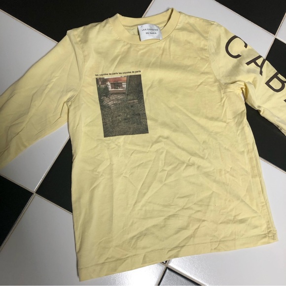 Les Coyotes De Paris Long Sleeve Pale Yellow Graphic T-Shirt Pastel size Small - Picture 2 of 10
